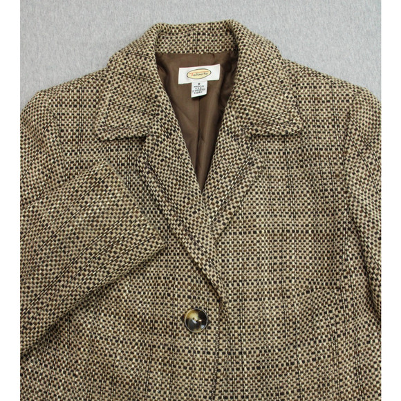 Talbots Blazer Womens Size 8 Brown 2 Button Front Wool Blend Long Sleeve - Picture 3 of 13